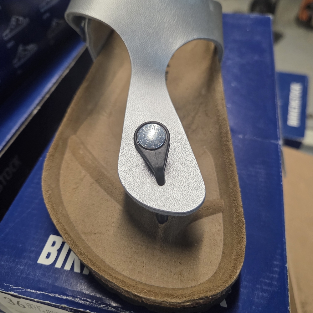 Birkenstock Silver Metallic Gizeh Thong Sandals